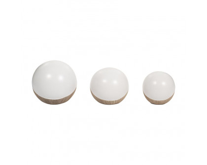 Sagebrook 4"/5"/6" Ceramic 2-tone Orbs (Set Of 3) - Cream/White