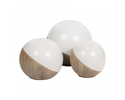 Sagebrook 4"/5"/6" Ceramic 2-tone Orbs (Set Of 3) - Cream/White