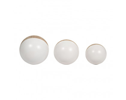 Sagebrook 4"/5"/6" Ceramic 2-tone Orbs (Set Of 3) - Cream/White