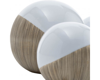 Sagebrook 4"/5"/6" Ceramic 2-tone Orbs (Set Of 3) - Cream/White