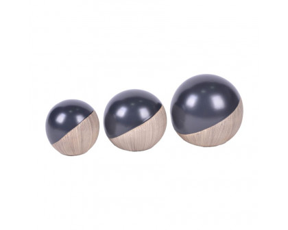 Sagebrook 4"/5"/6" Ceramic 2-tone Orbs (Set Of 3)