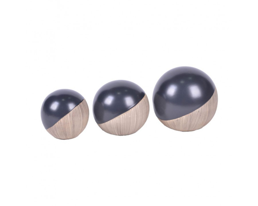 Sagebrook 4"/5"/6" Ceramic 2-tone Orbs (Set Of 3) - Cream/Black