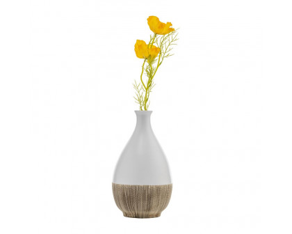 Sagebrook 7" Ceramic 2-tone Teardrop Vase - Creme/White