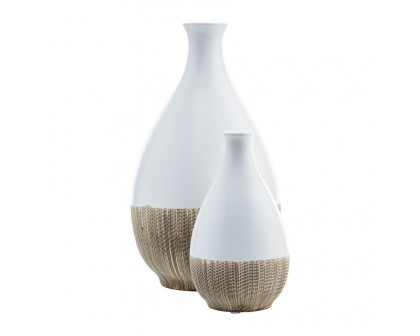 Sagebrook 7" Ceramic 2-tone Teardrop Vase - Creme/White