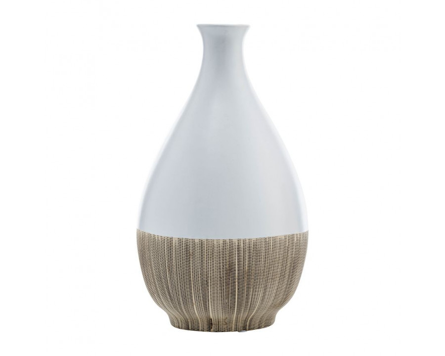 Sagebrook 11" Ceramic 2-tone Teardrop Vase - Creme/White