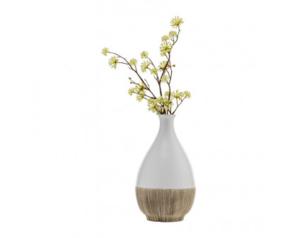 Sagebrook™ 11" Ceramic 2-tone Teardrop Vase - Creme/White