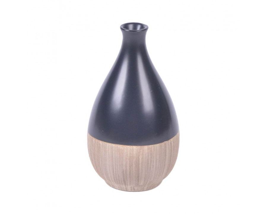 Sagebrook 7" Ceramic 2-tone Teardrop Vase - Creme/Black