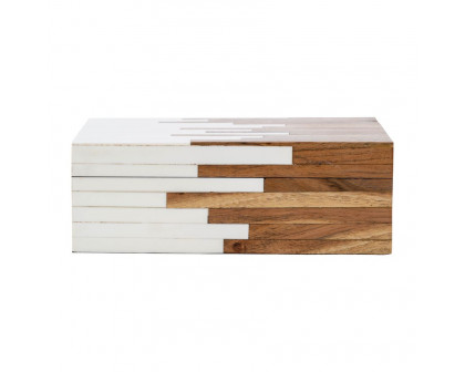 Sagebrook - 6"/7"/9" Resin 2-Toned Boxes (Set Of 3) in Natural/White