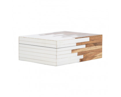 Sagebrook - 6"/7"/9" Resin 2-Toned Boxes (Set Of 3) in Natural/White