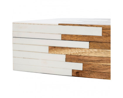 Sagebrook - 6"/7"/9" Resin 2-Toned Boxes (Set Of 3) in Natural/White