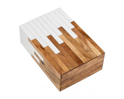 Sagebrook - 6"/7"/9" Resin 2-Toned Boxes (Set Of 3) in Natural/White