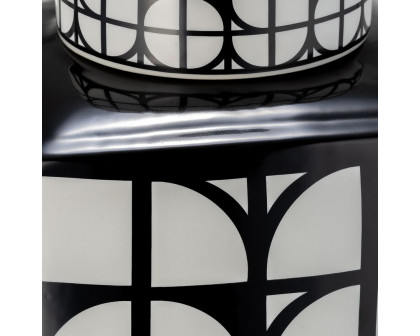 Sagebrook 18" Ceramic Square Jar With Lid - Black/White