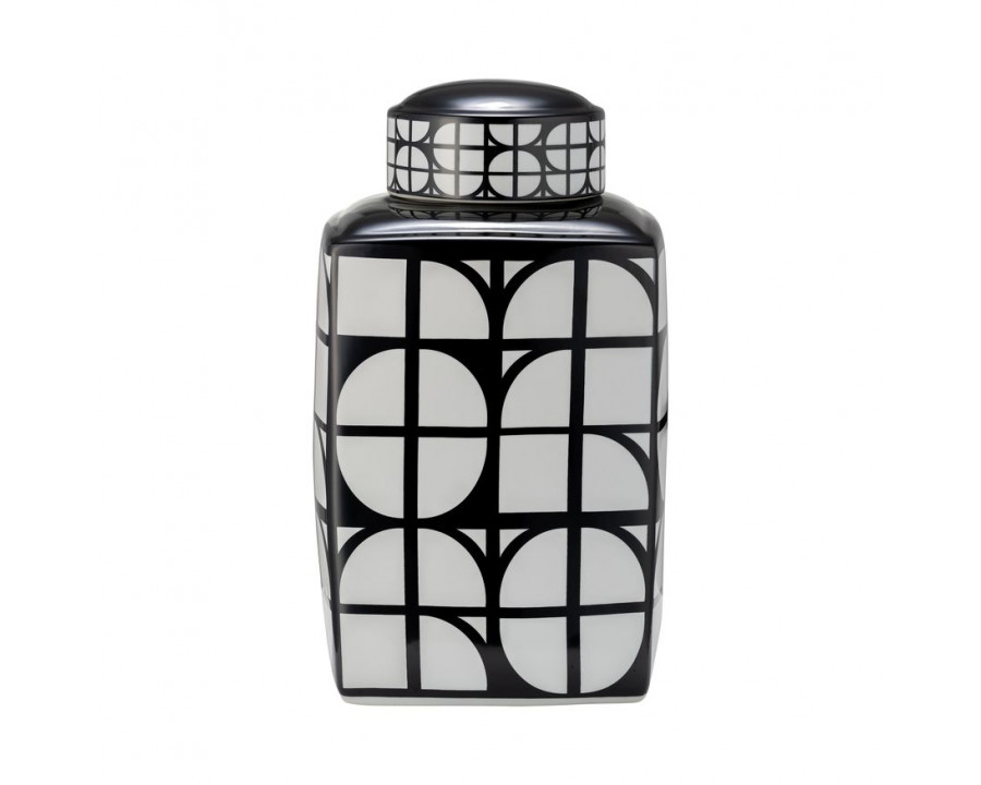 Sagebrook 16" Ceramic Square Jar With Lid - Black/White