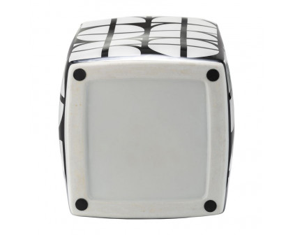 Sagebrook 16" Ceramic Square Jar With Lid - Black/White