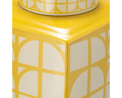 Sagebrook 18" Ceramic Square Jar With Lid - Yellow/Cotton