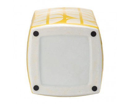 Sagebrook 18" Ceramic Square Jar With Lid - Yellow/Cotton