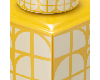 Sagebrook 16" Ceramic Square Jar With Lid - Yellow/Cotton