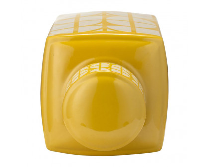 Sagebrook 16" Ceramic Square Jar With Lid - Yellow/Cotton