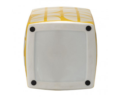 Sagebrook 16" Ceramic Square Jar With Lid - Yellow/Cotton