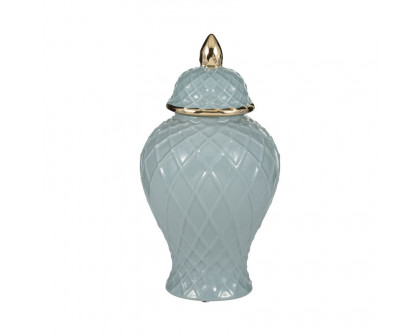 Sagebrook 14" Ceramic Rope Temple Jar - Blue/Gold