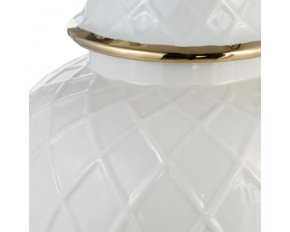 Sagebrook 20" Ceramic Rope Temple Jar - White/Gold