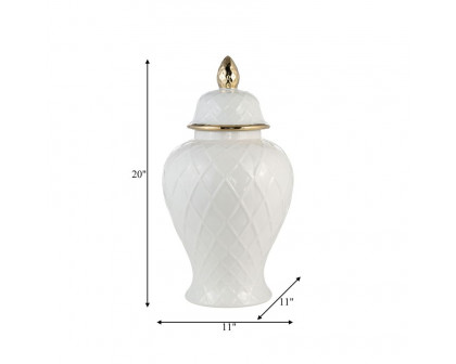 Sagebrook 20" Ceramic Rope Temple Jar - White/Gold