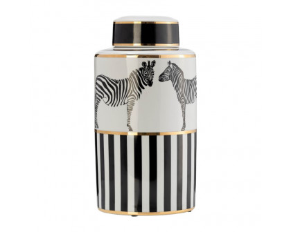 Sagebrook - 16" Ceramic Zebra Jar With Lid