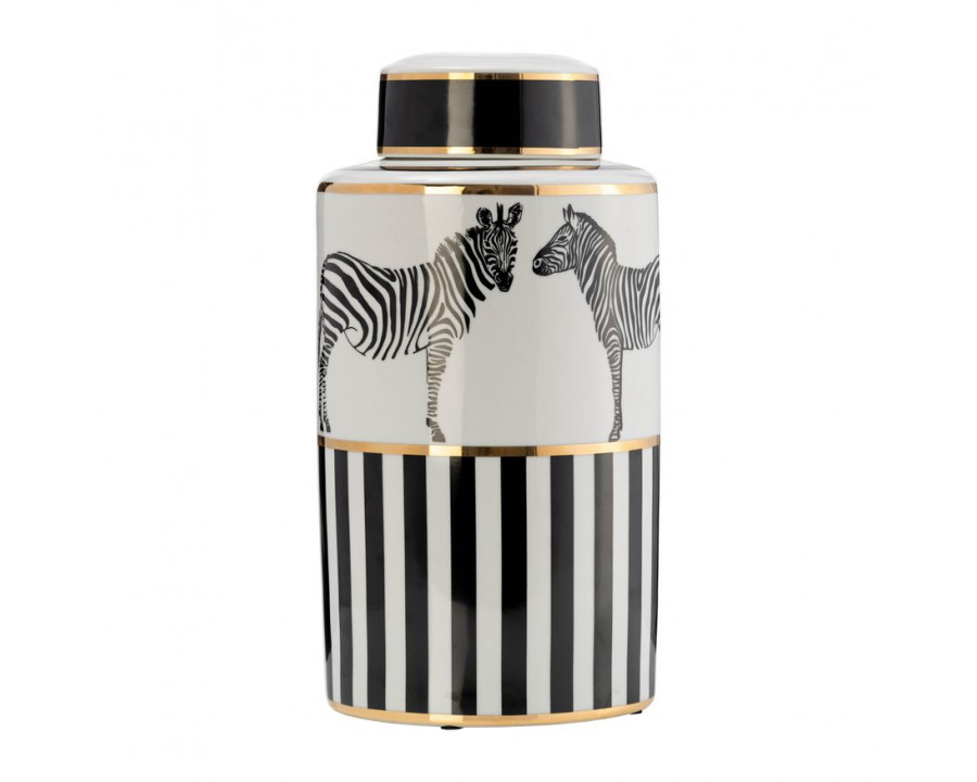 Sagebrook 16" Ceramic Zebra Jar With Lid