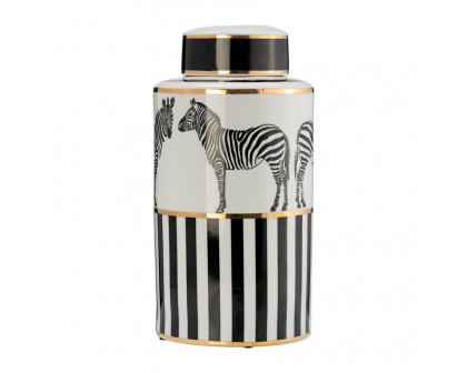 Sagebrook 16" Ceramic Zebra Jar With Lid