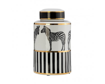 Sagebrook 16" Ceramic Zebra Jar With Lid