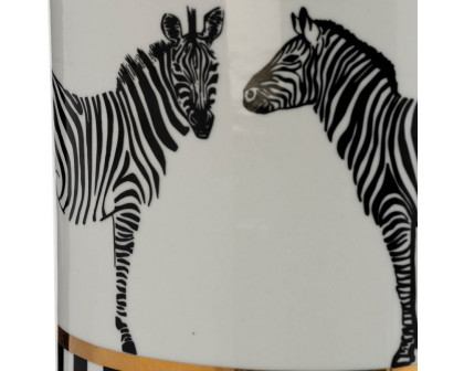 Sagebrook 12" Ceramic Zebra Jar With Lid - White/Gold