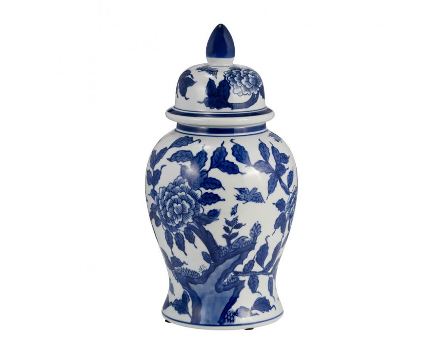 Sagebrook 14" Ceramic Temple Jar - Blue/White