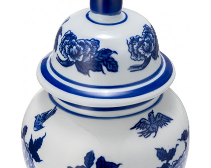 Sagebrook 10" Ceramic Temple Jar - Blue/White