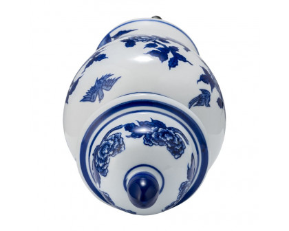 Sagebrook 10" Ceramic Temple Jar - Blue/White