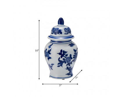 Sagebrook 10" Ceramic Temple Jar - Blue/White