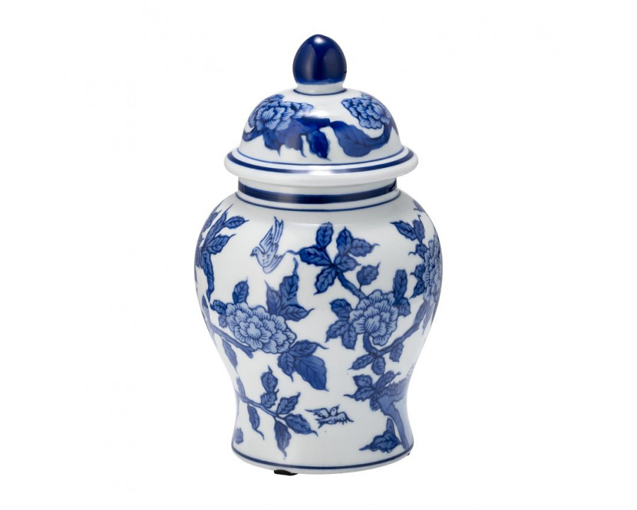 Sagebrook 8" Ceramic Temple Jar - Blue/White