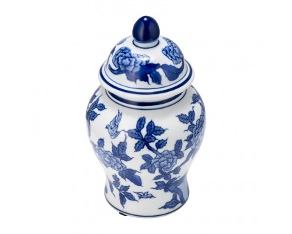 Sagebrook 8" Ceramic Temple Jar - Blue/White