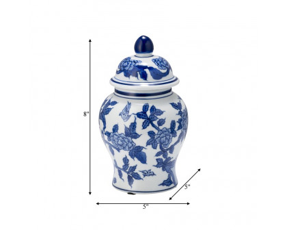 Sagebrook 8" Ceramic Temple Jar - Blue/White