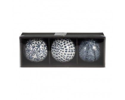 Sagebrook 4" Ceramic Boxed 3/a Painted Orbs