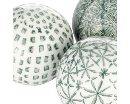 Sagebrook 4" Ceramic Boxed 3/a Painted Orbs - Green