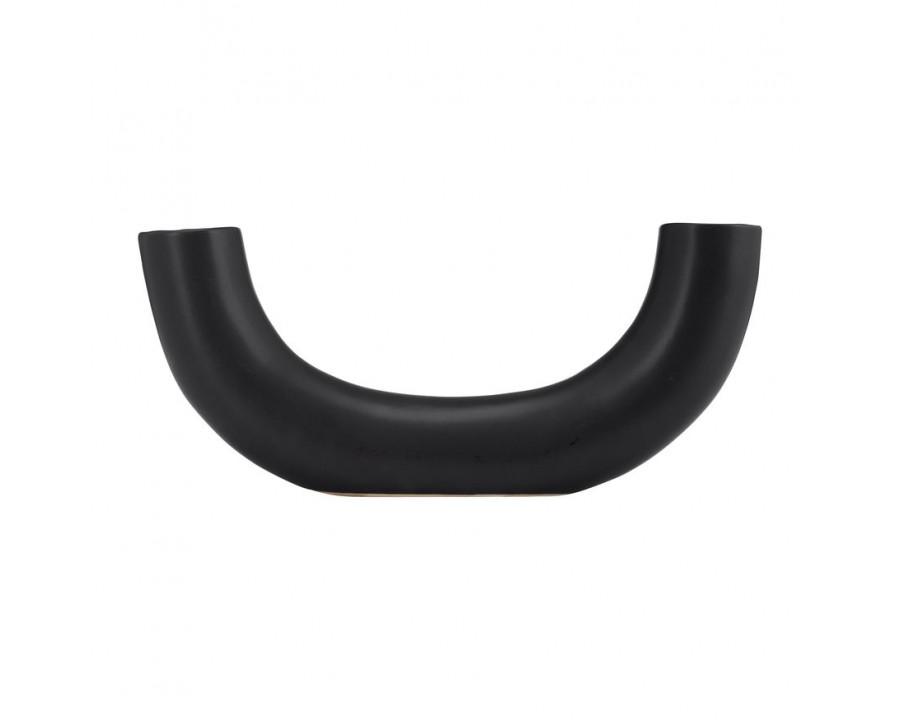 Sagebrook 12" Ceramic Half Circle Vase - Black