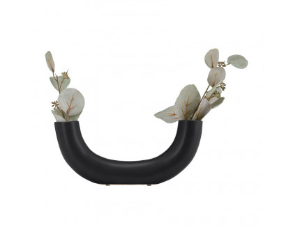 Sagebrook 12" Ceramic Half Circle Vase - Black