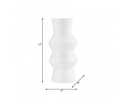 Sagebrook 12" Ceramic Totem Vase - White