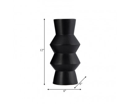 Sagebrook 12" Ceramic Totem Vase - Black