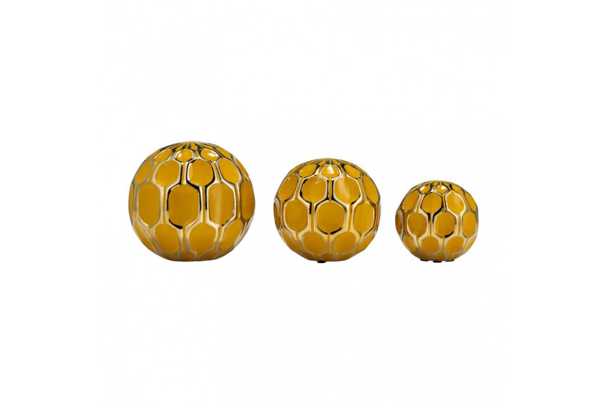 Sagebrook™ 4"/5"/6" Ceramic Orbs (Set Of 3) - Honey/Gold