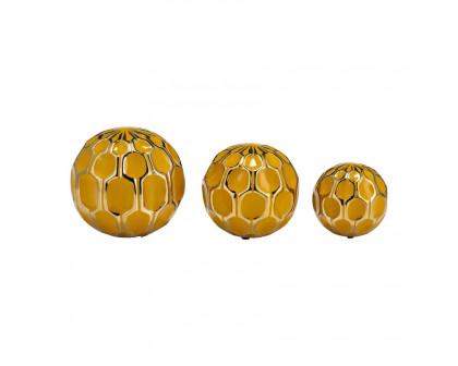 Sagebrook™ 4"/5"/6" Ceramic Orbs (Set Of 3) - Honey/Gold