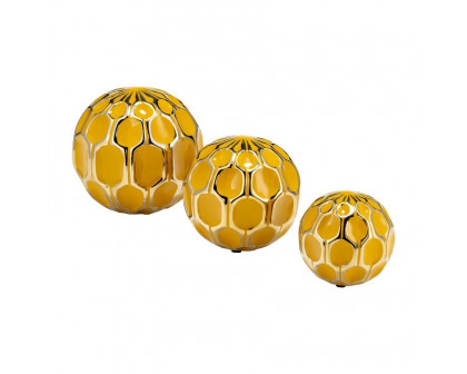 Sagebrook™ 4"/5"/6" Ceramic Orbs (Set Of 3) - Honey/Gold