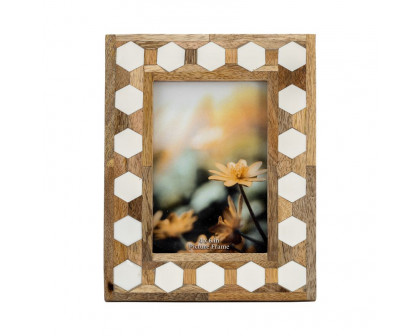 Sagebrook 4"x6" Wood/Resin Hexagon Frame