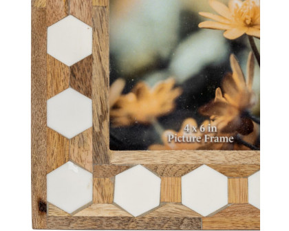 Sagebrook 4"x6" Wood/Resin Hexagon Frame - White