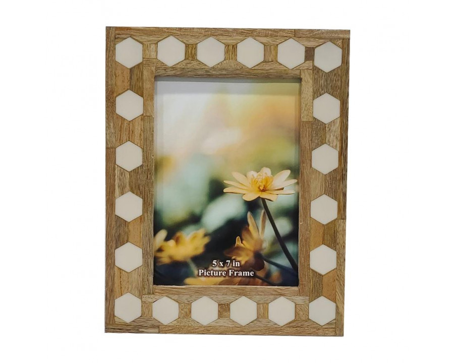 Sagebrook 4"x6" Wood/Resin Hexagon Frame